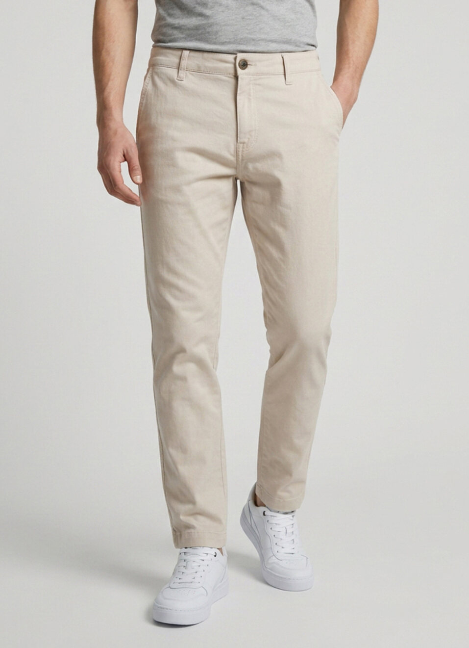 Men Ecru Straight Chinos, , large image number 2