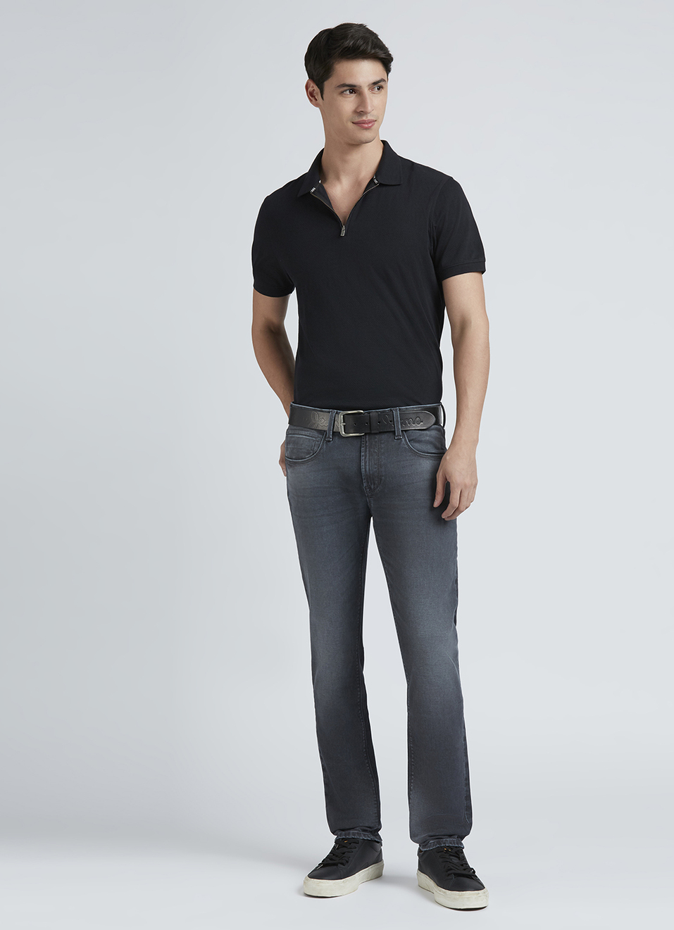 Danial Grey Low Rise Tapered Jeans, , large image number 1