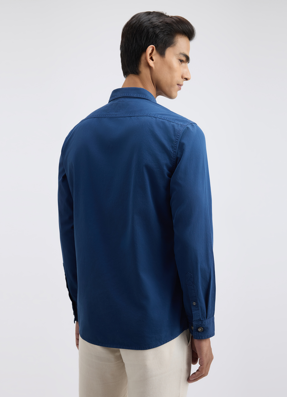 Men Blue Overdyed Full Sleeve Cargo Shirt, , large image number 2