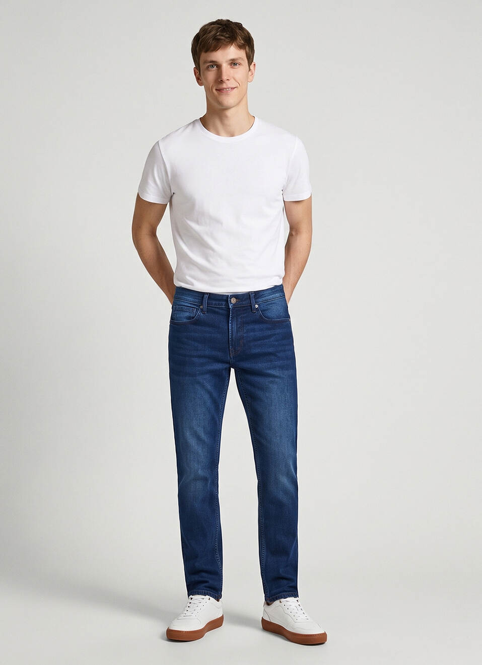 Men Dark Blue Slim Stretchable Jeans, , large image number 7