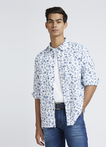 Blue Floral Print Full Sleeve Shirt