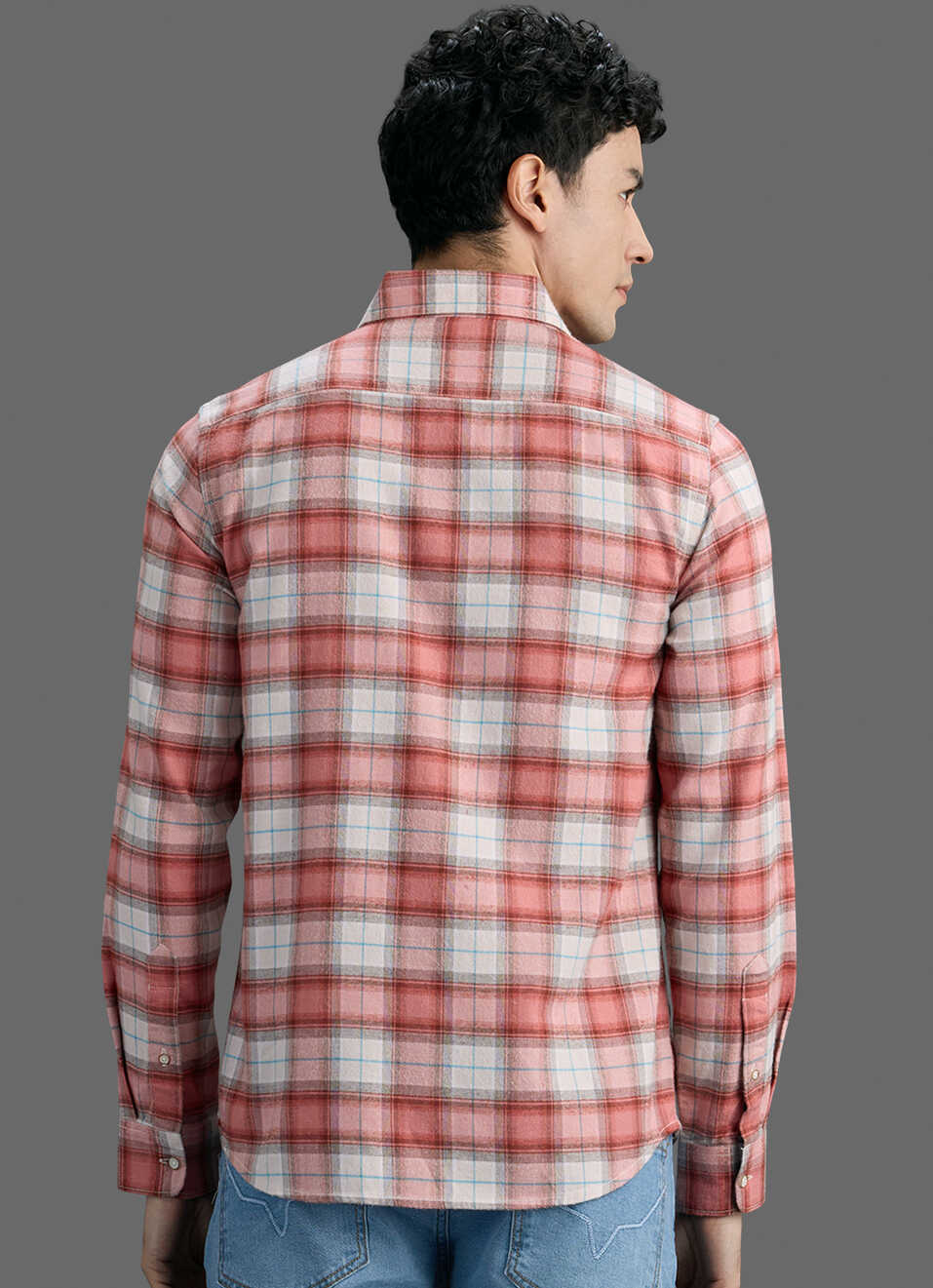 Men Red Checked Brushed Long Sleeve Shirt, , large image number 6