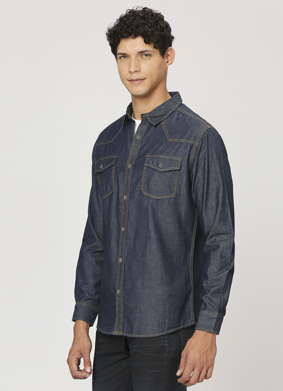 Blue Raw Double Pocket Full Sleeve Shirt, , large image number 3