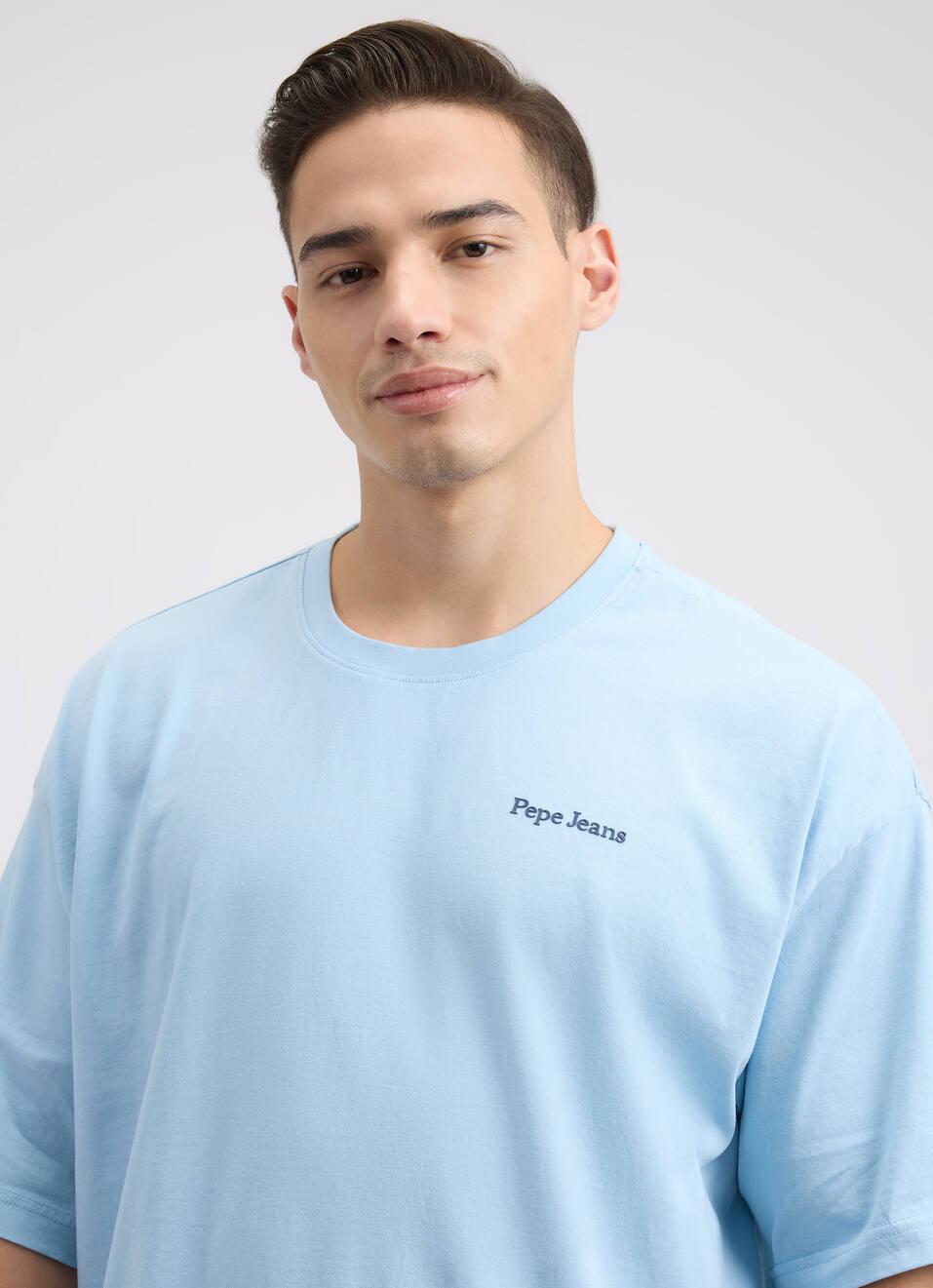 Men Blue Back Print Short Sleeve Oversized T-shirt, , large image number 4