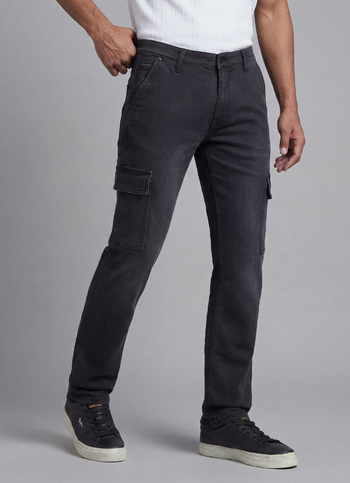 Black Mid Rise Straight Gymindigo Cargos