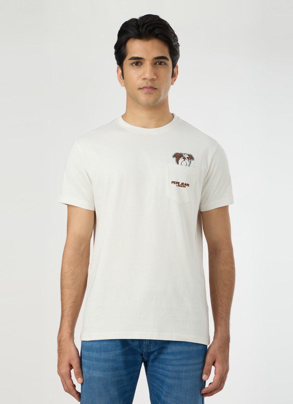Men Off White Slim Back Print T-shirt, , large image number 1