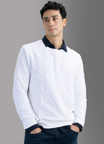 Men White Printed Crew Neck Sweatshirt