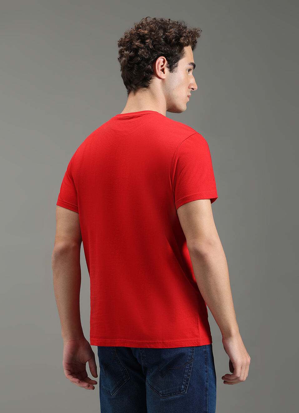 Men Red Graphic Slim Fit T-shirt, , large image number 6