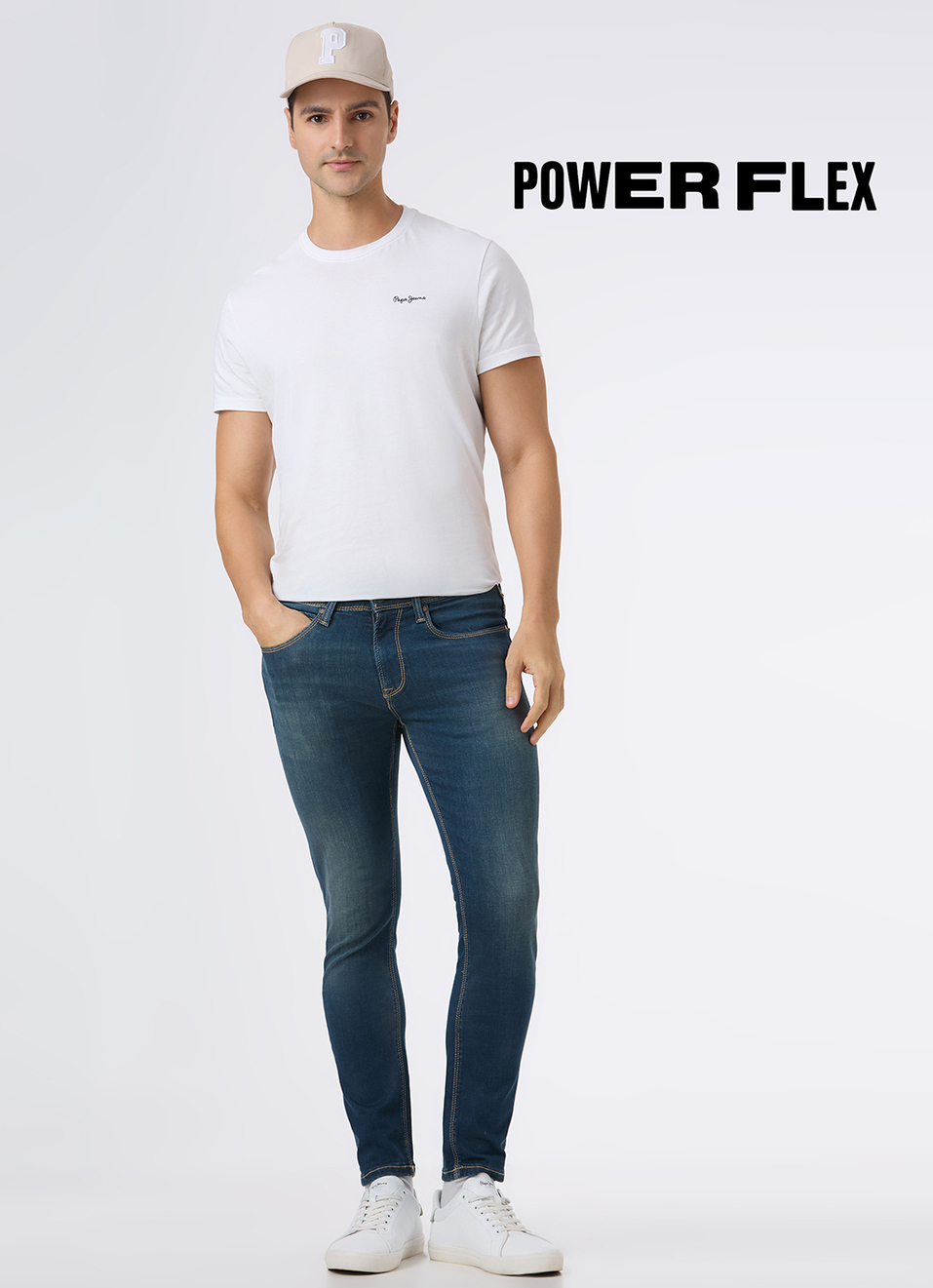 Men Blue Mid Rise Skinny Fit Powerflex Jeans, , large image number 1