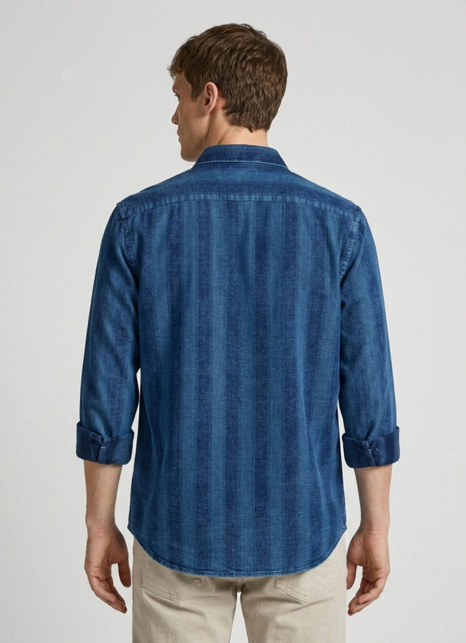 Men Blue Striped Dobby Long Sleeve Shirt, , large image number 2