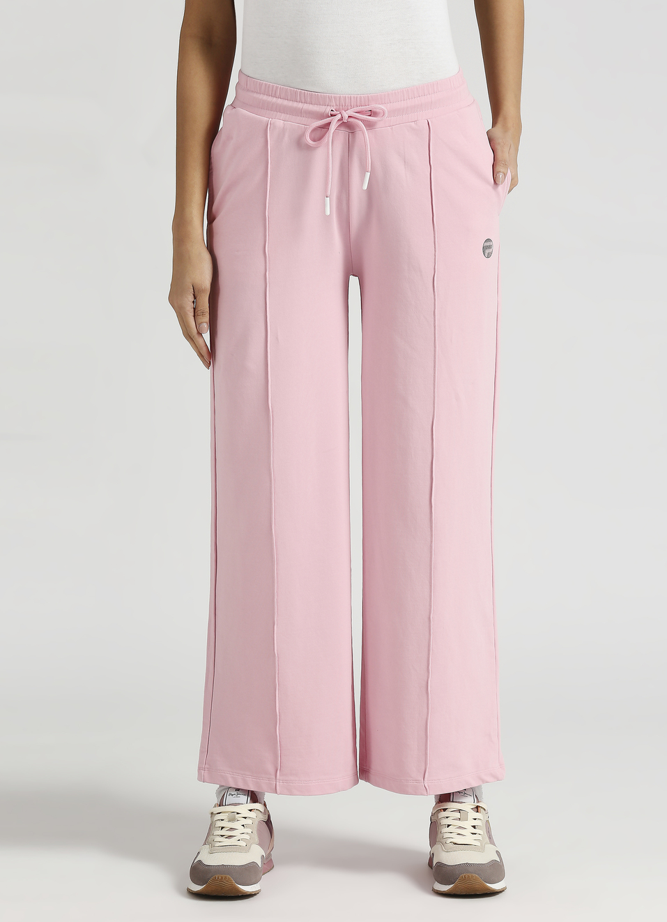 Pink Comfort Fit Wide Leg Joggers, , large image number 1