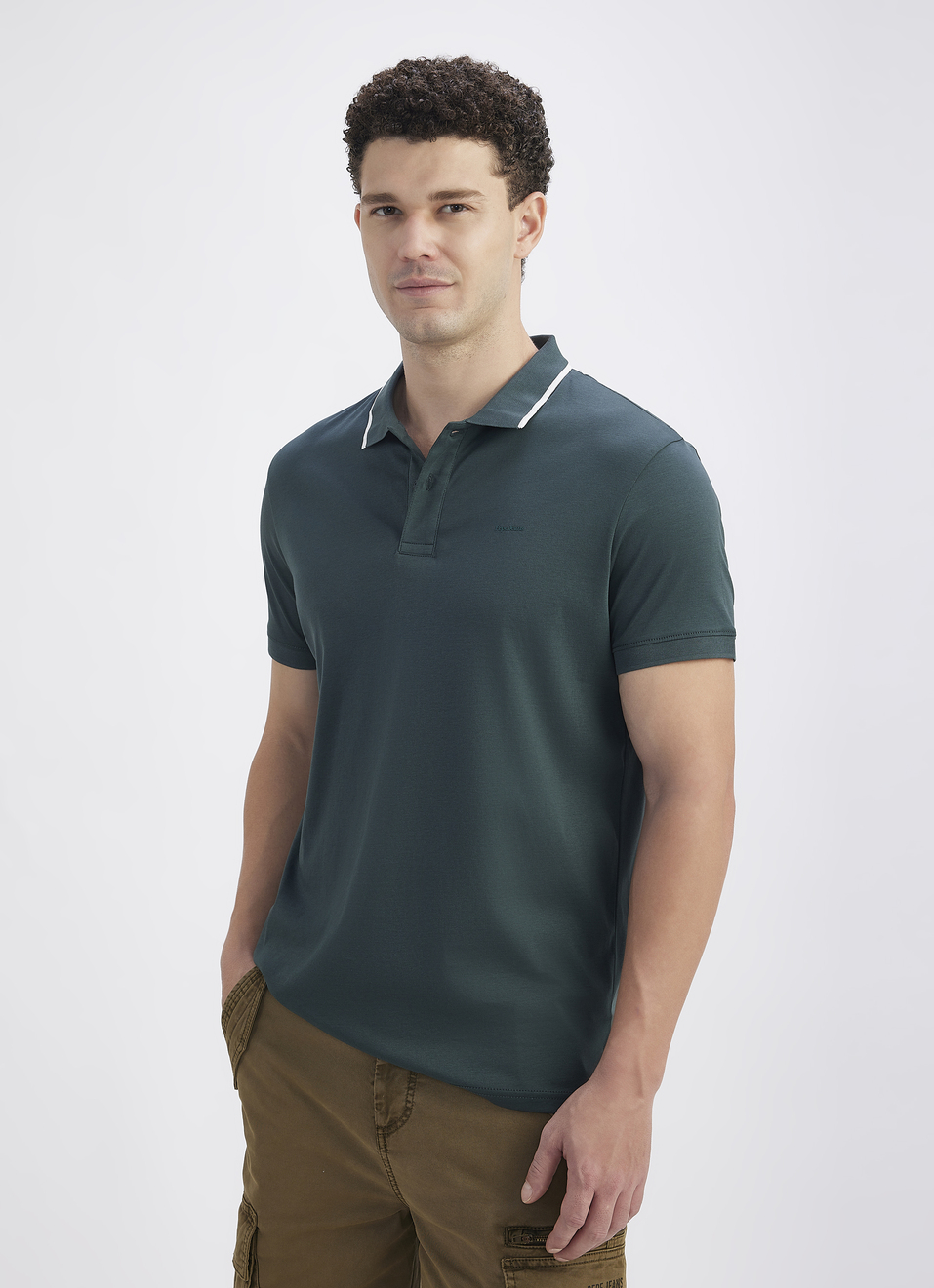 Men Green  Mercerised Short Sleeve Polo, , large image number 0