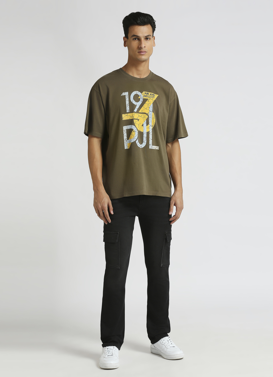 Olive Graphic Print Short Sleeve Oversized T-shirt, , large image number 3