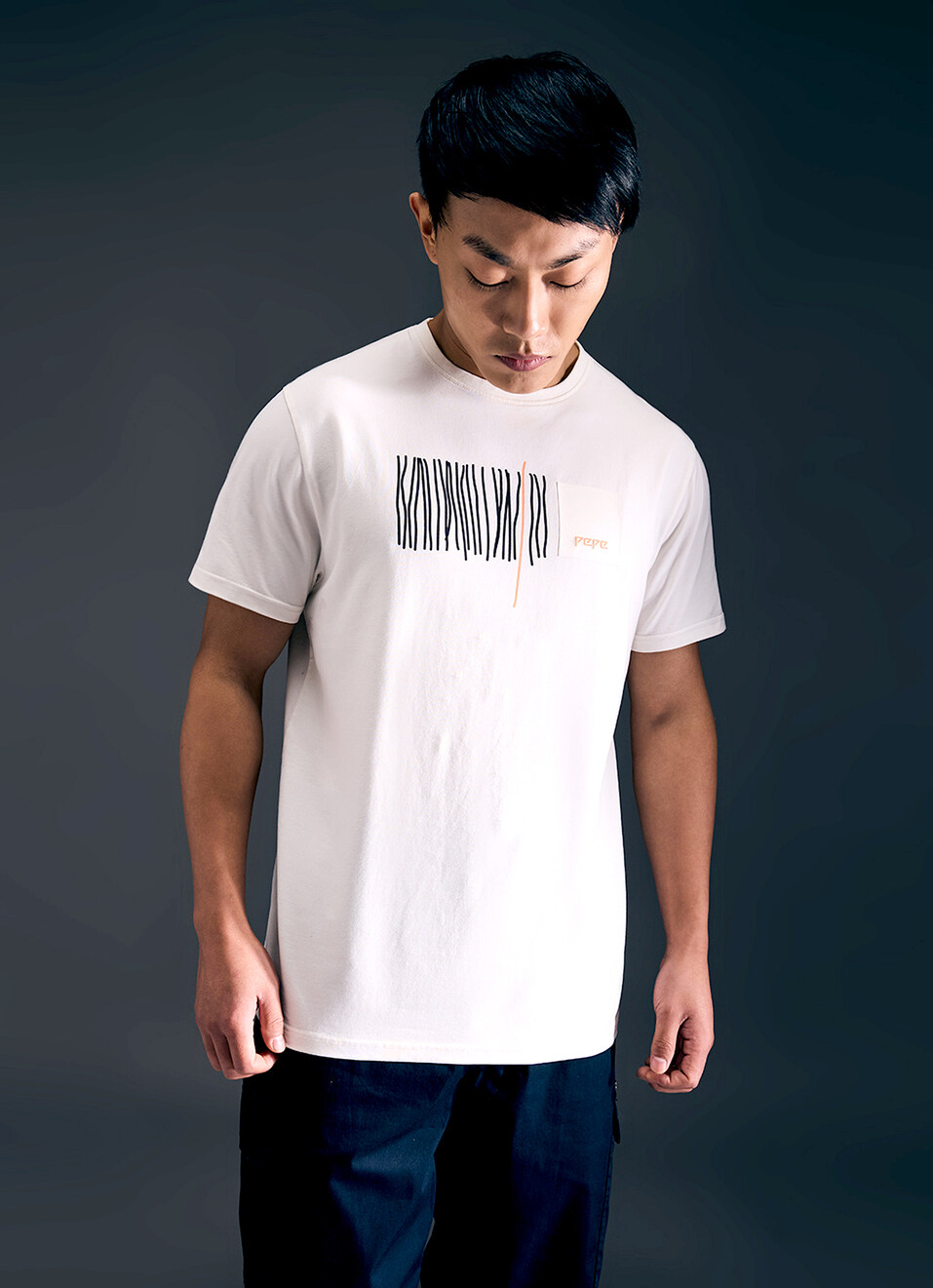 Men Ecru Geometric Print Short Sleeve T-shirt, , large image number 1