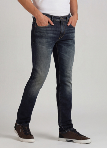 Vapour Dark Blue Mid Rise Slim Fit Powerflex Jeans