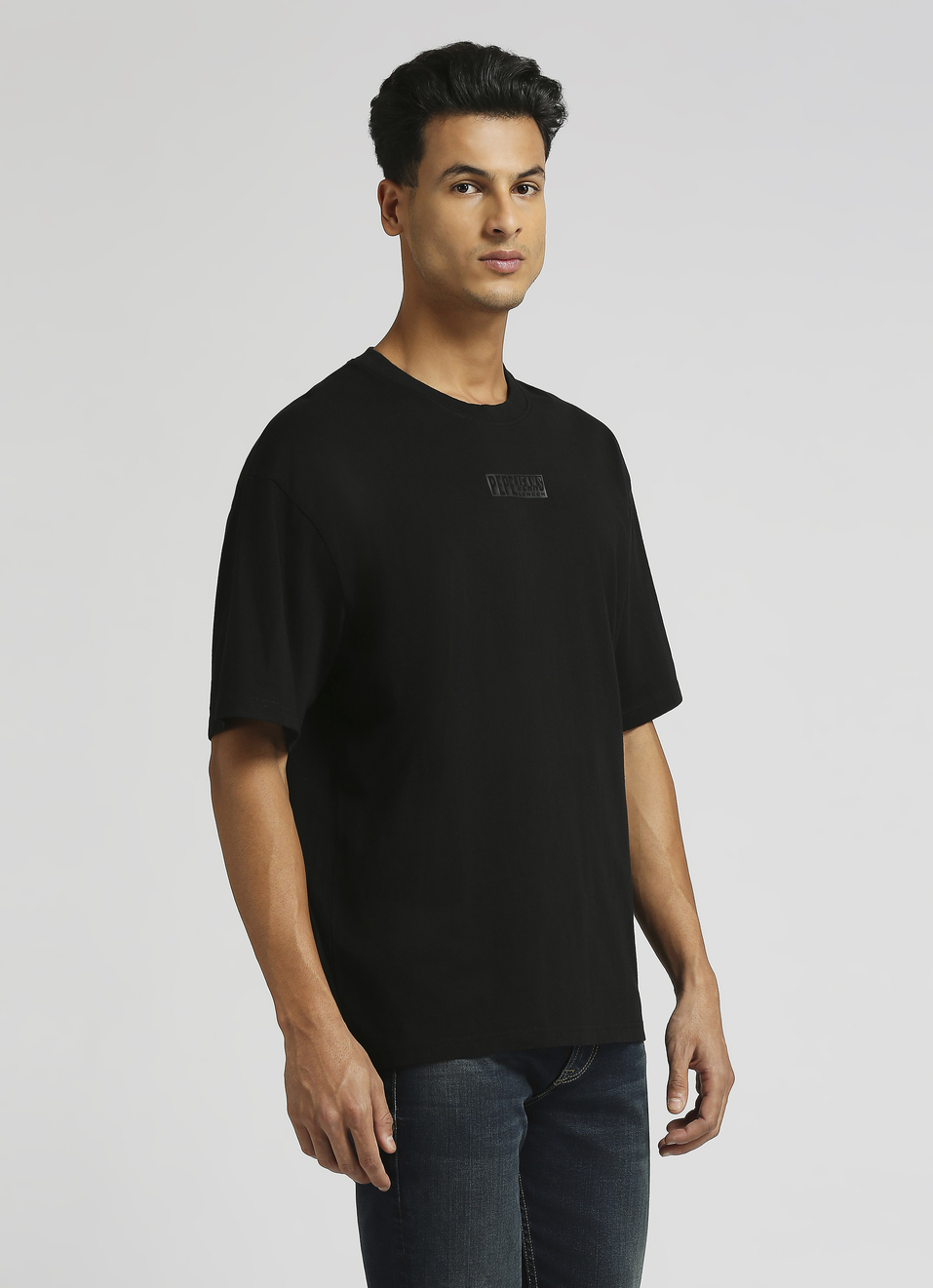 Black Logo Print Oversized Short Sleeve T-shirt, , large image number 3