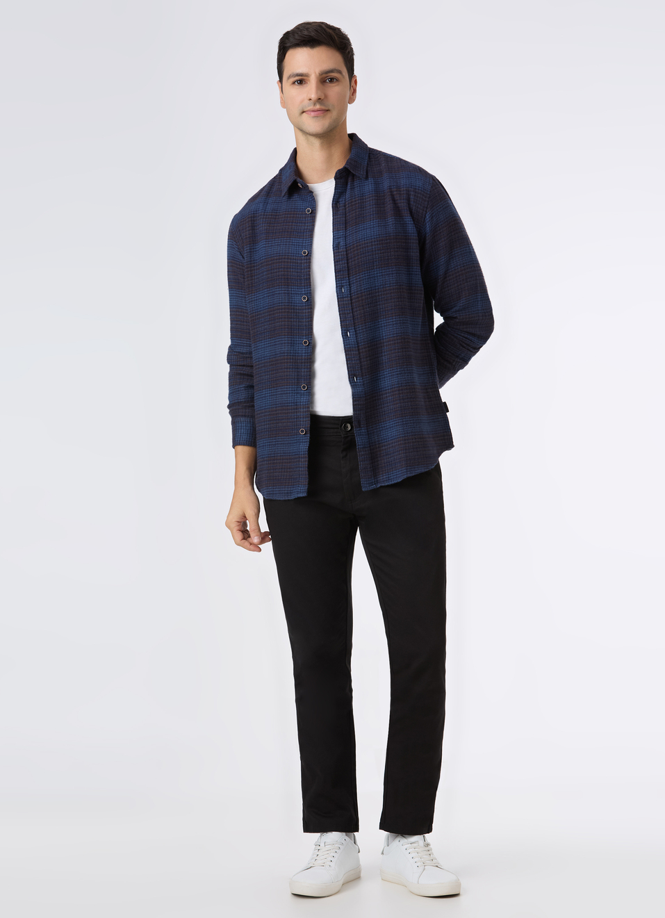 Men Blue Micro Check Full Sleeve Shirt, , large image number 5