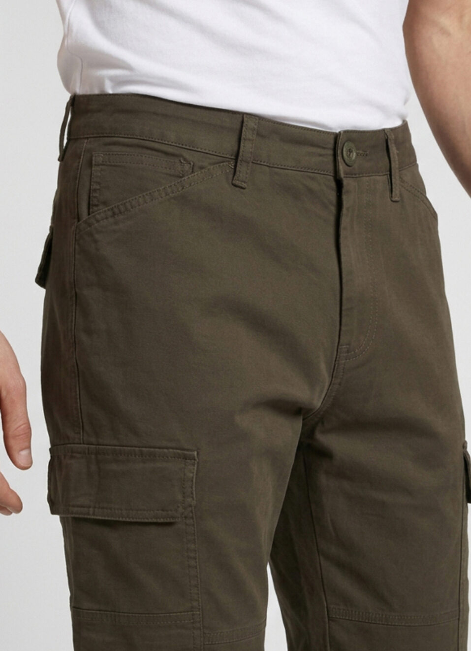 Men Olive Cargo Straight Fit Pants, , large image number 4