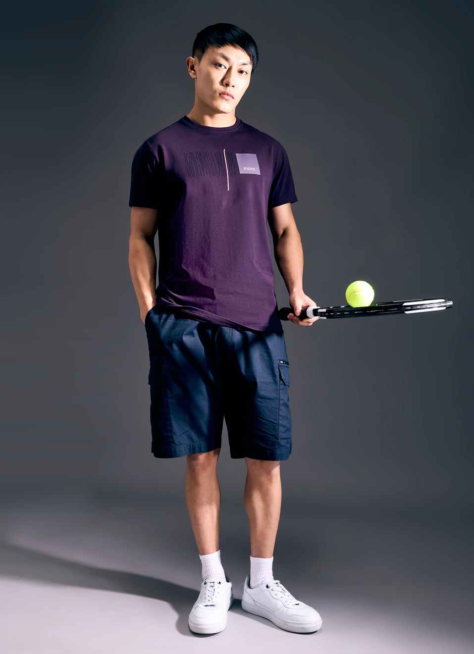 Men Purple Geometric Print Short Sleeve T-shirt, , large image number 5