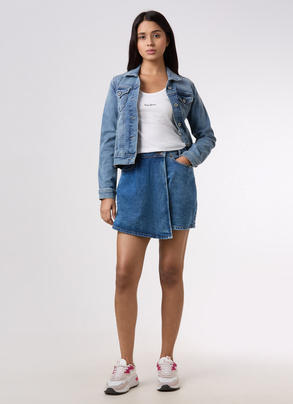 Women Blue High Rise Denim Skorts, , large image number 0