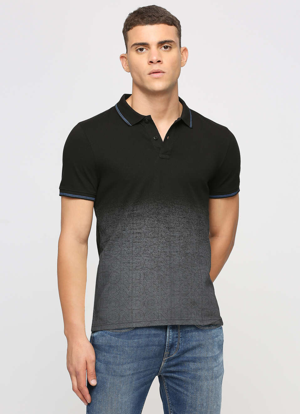 Ombre Black Short Sleeve T-shirt, , large image number 0