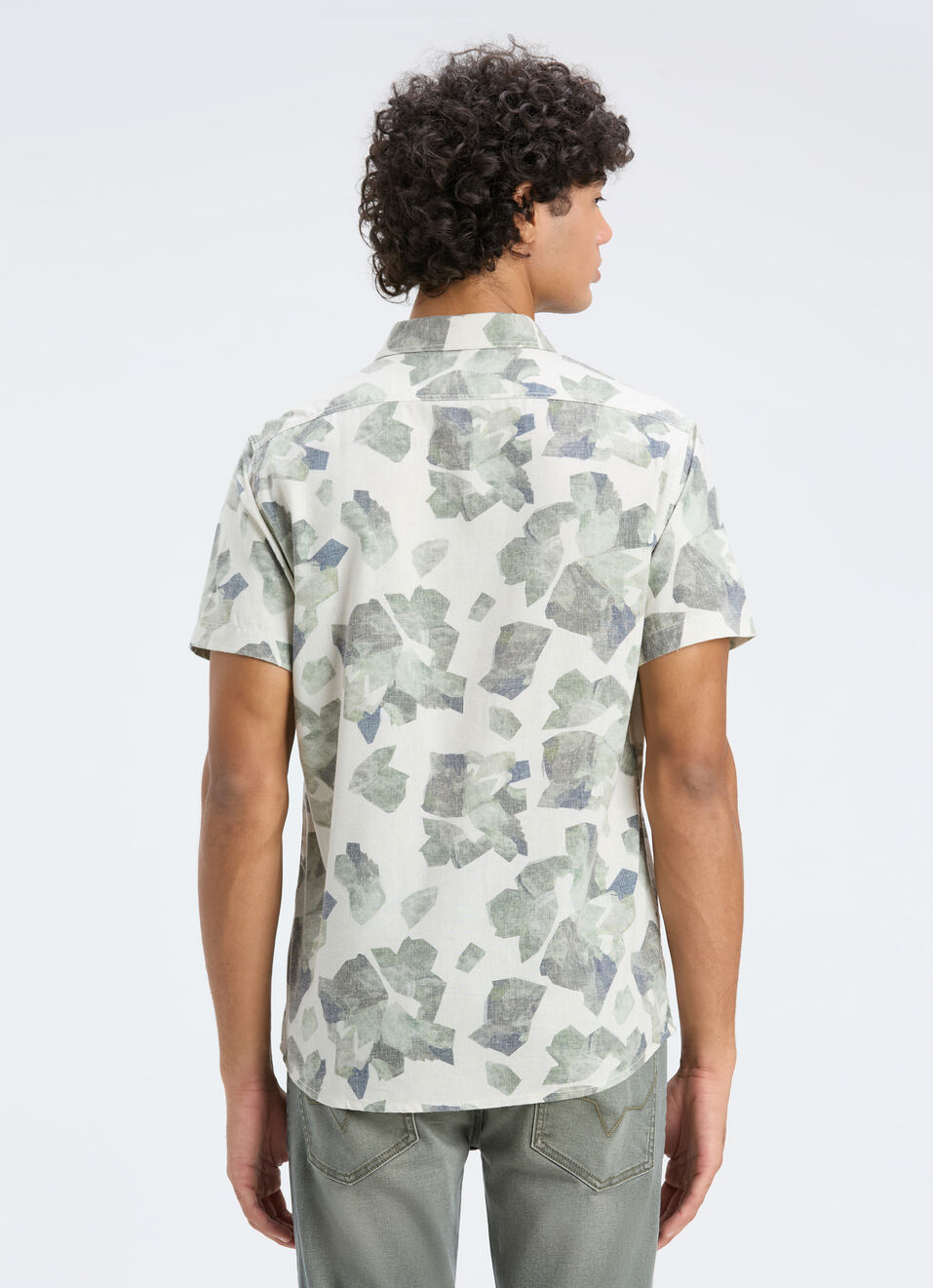 Men Olive Camouflage Print Short Sleeve Shirt, , large image number 2
