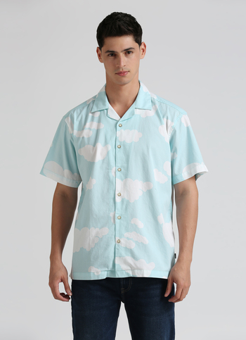 Blue All Over Printed Resort Collar Shirt