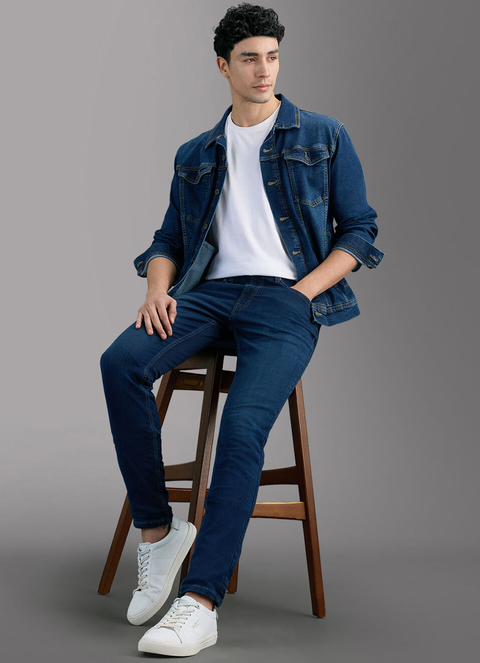 Men Black Slim Stretchable Jeans, , large image number 1