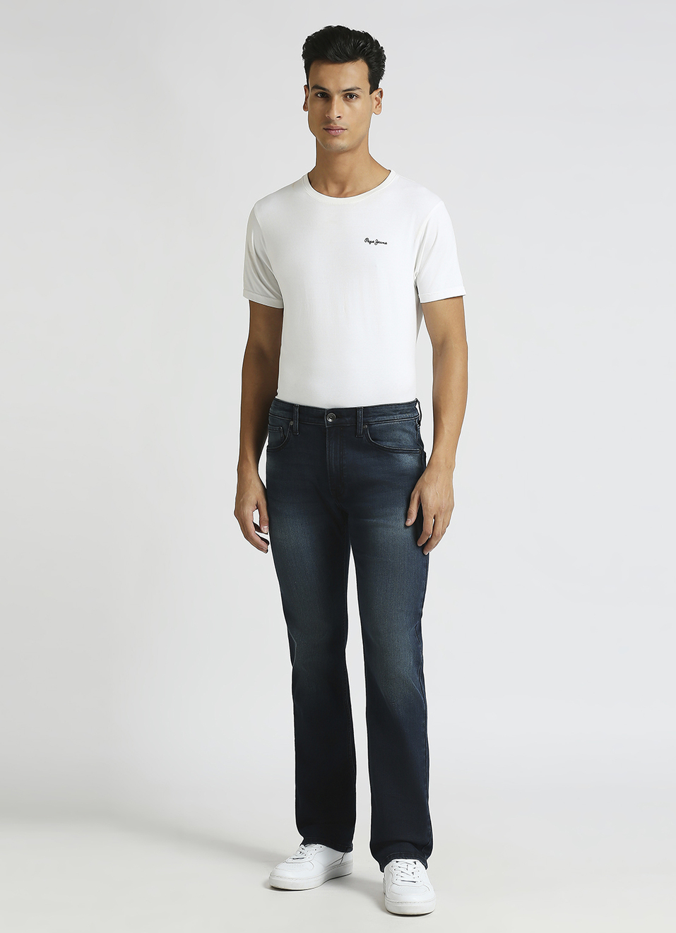 Holborne Dark Blue Mid Rise Straight Fit Jeans, , large image number 1