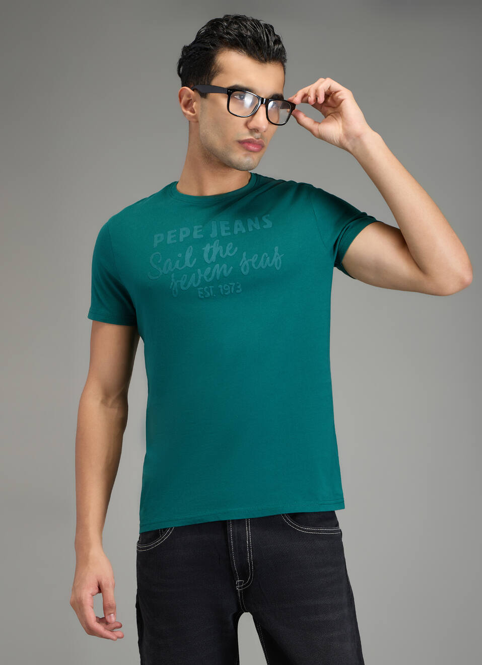 Men Green Graphic Slim Fit T-shirt, , large image number 0