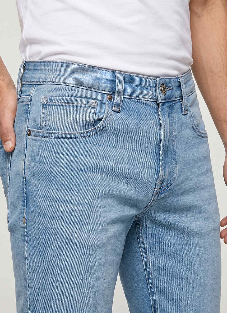 Men Blue Tapered Fit Low Rise Stretchable Jeans, , large image number 4