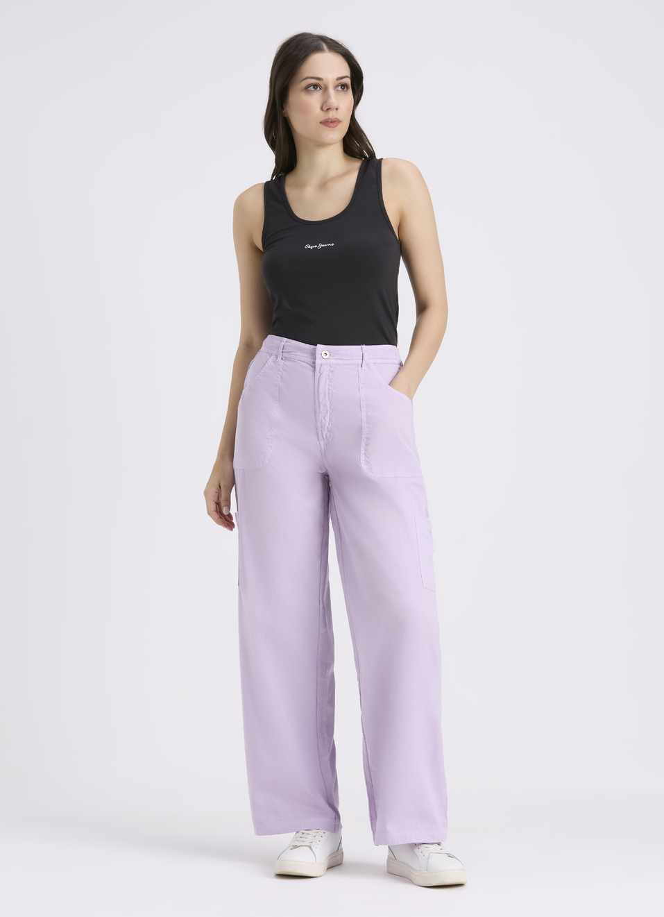 Women Purple Mid Rise Cargo Pants, , large image number 0