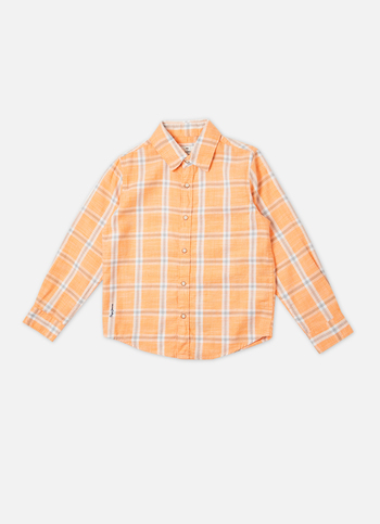 Boys Orange Check Full Sleeve Shirt