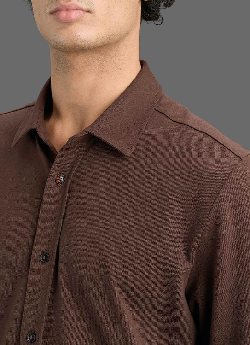 Men Brown Solid Shirt, , large image number 1