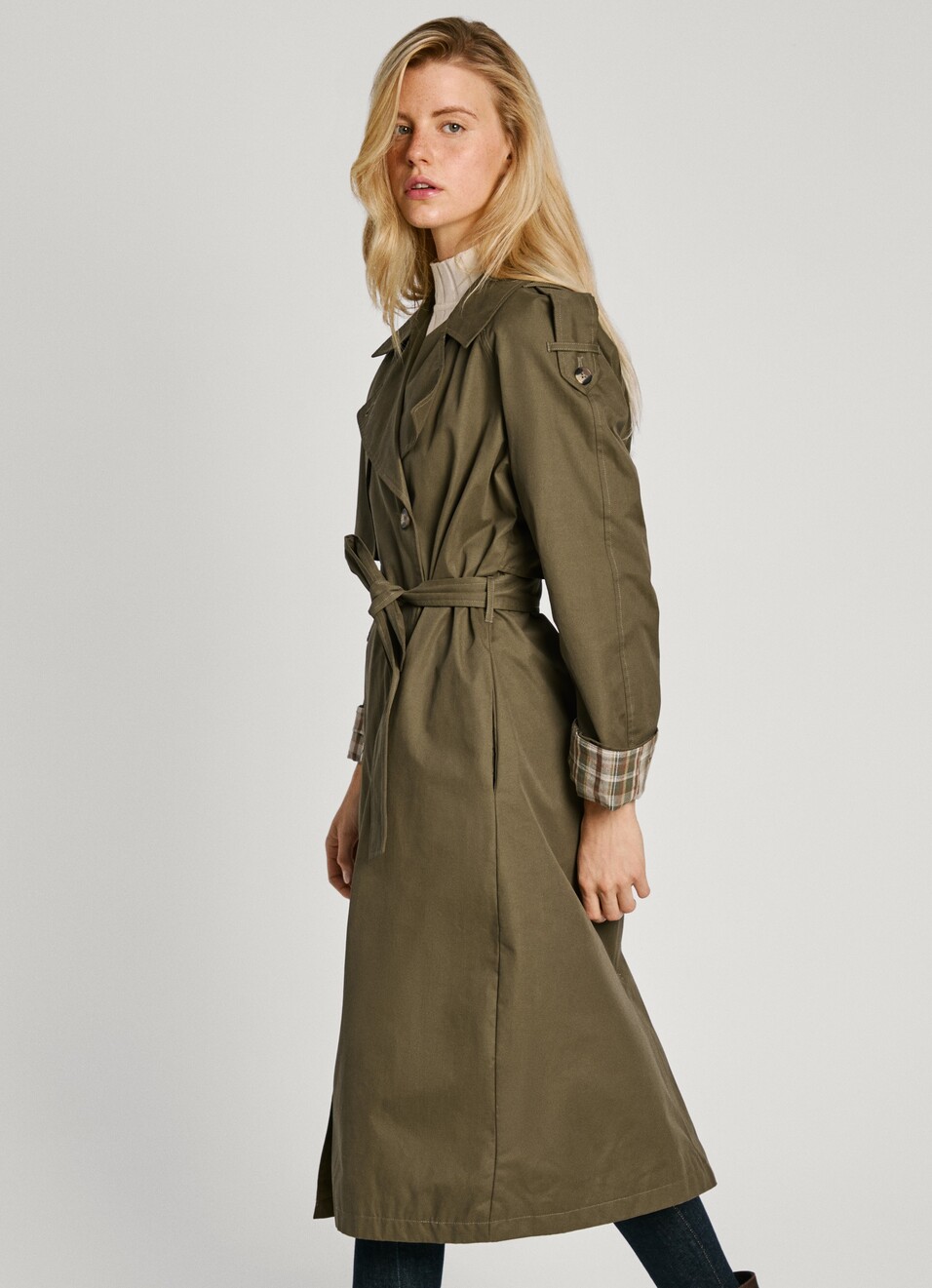 Long Double-breasted Trench Coat, , large image number 1