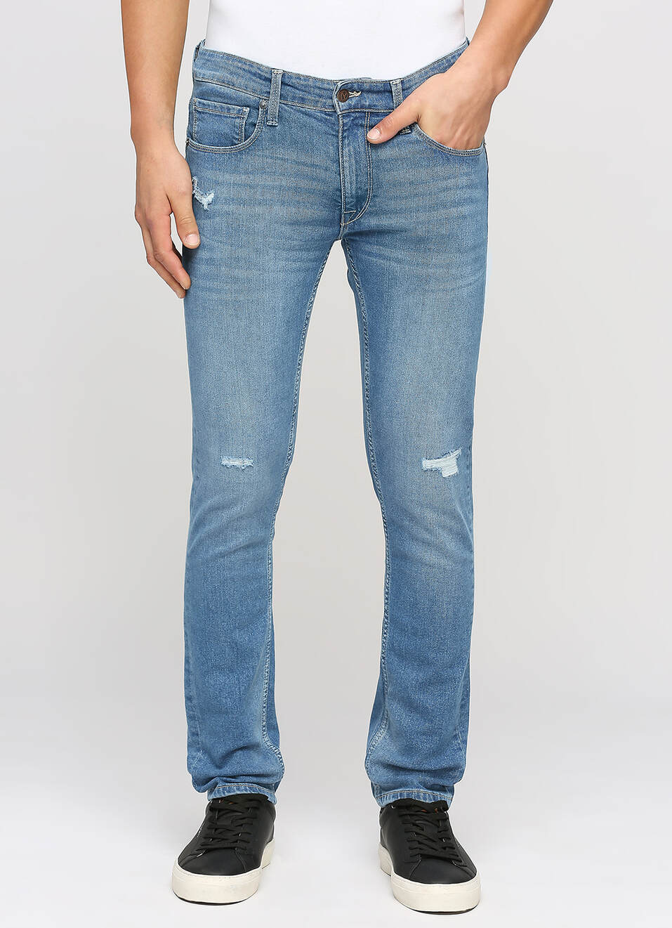 Vapour Light Blue Low Rise Tapered Jeans, , large image number 6