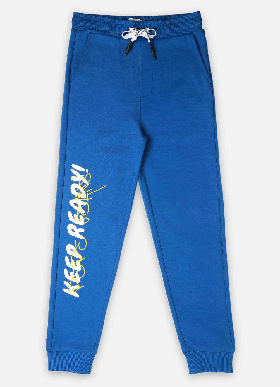 Boys Royal Blue Brand Print Joggers, , large image number 0