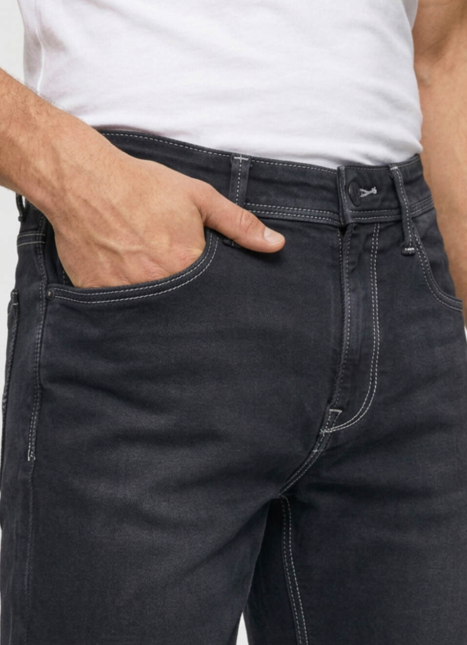 Men Black Stretchable Jeans, , large image number 4
