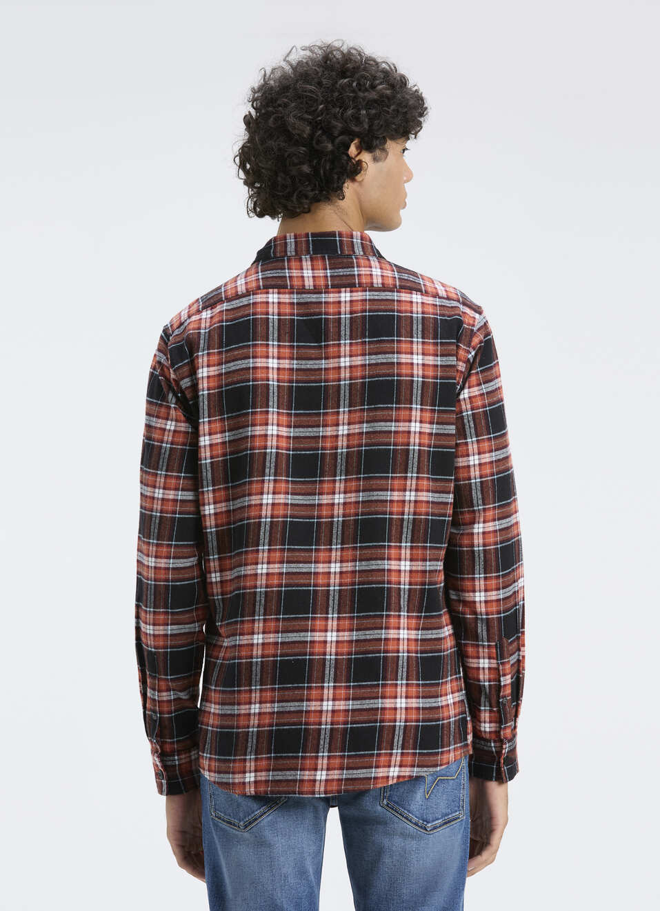Men Orange & Black Check Full Sleeve Shirt, , large image number 2