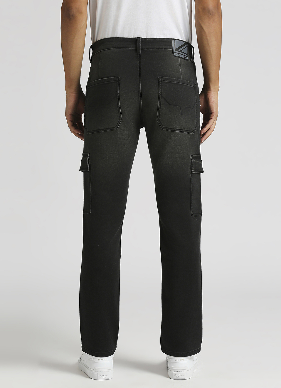 Cargo Straight Mid Waist Black Gymindigo Jeans, , large image number 3