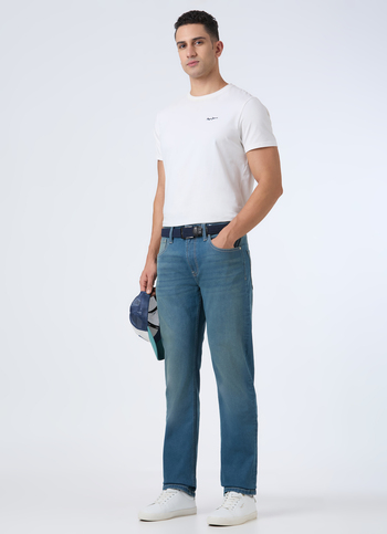 Men Blue Mid Rise Straight Fit Stretchable Jeans