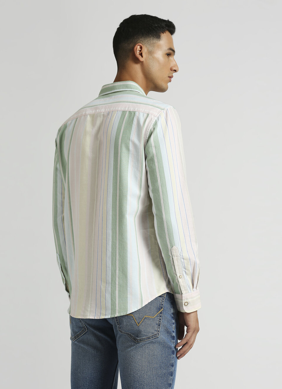 Pink Uneven Stripes Textured Long Sleeve Shirt, , large image number 2