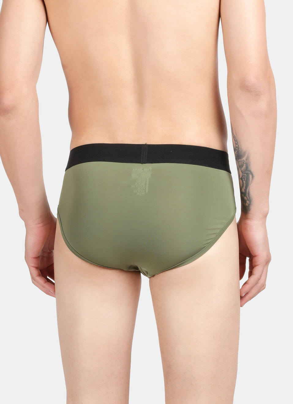 Olive Solid Stretch Briefs, , large image number 2