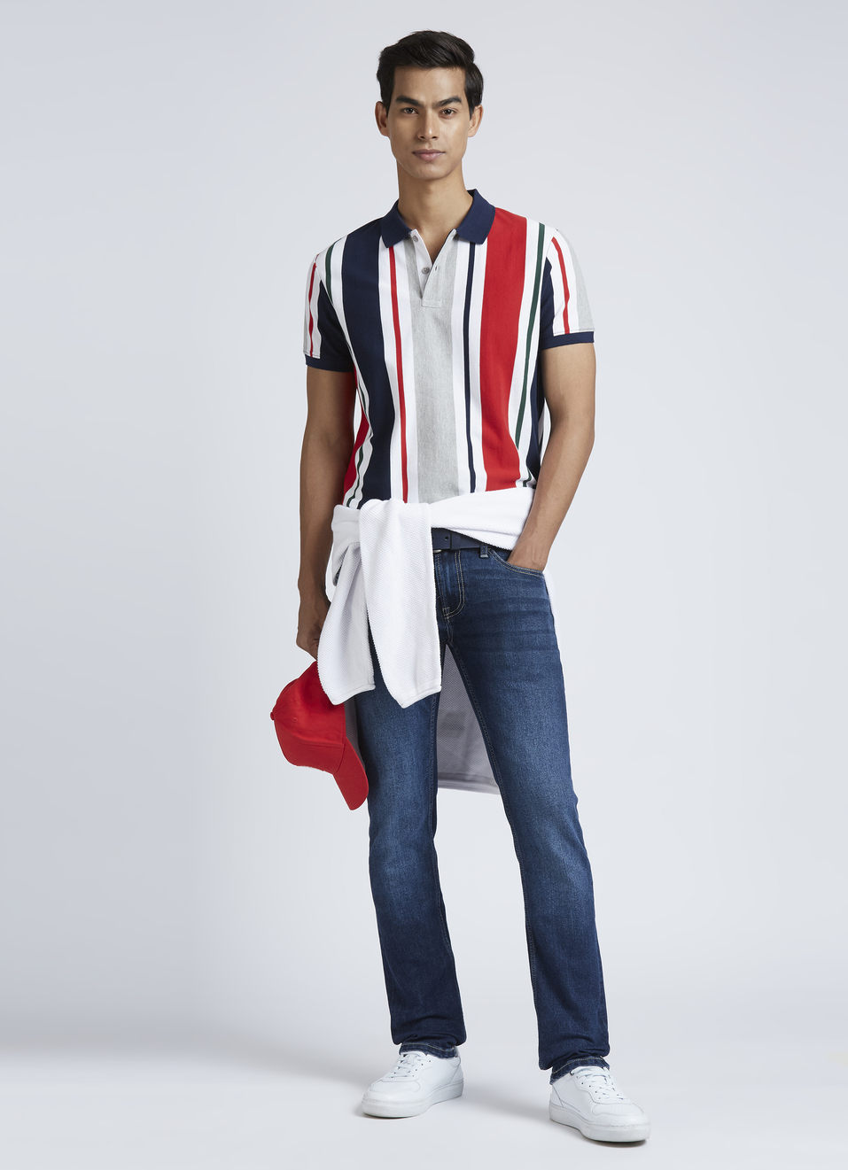 Red Stripes Short Sleeves Polo, , large image number 5