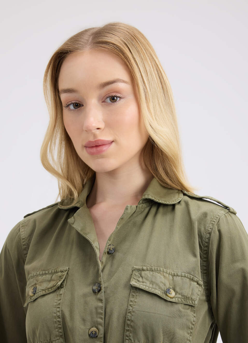 Women Green Overdyed Flap Pocket Utility Dress, , large image number 4