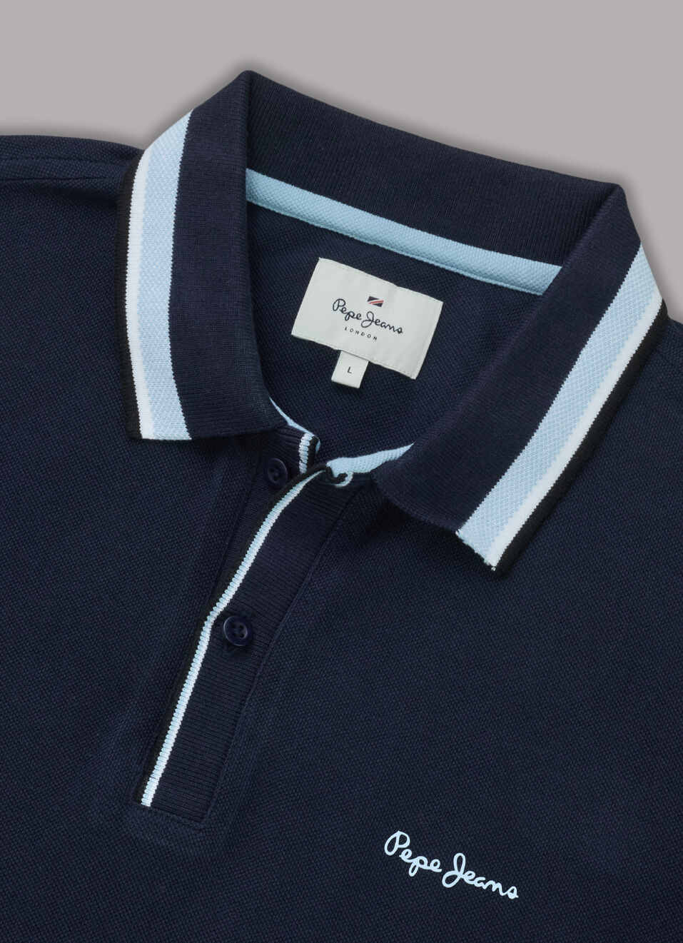 Men Navy Solid Polo Collar T-shirt, , large image number 6