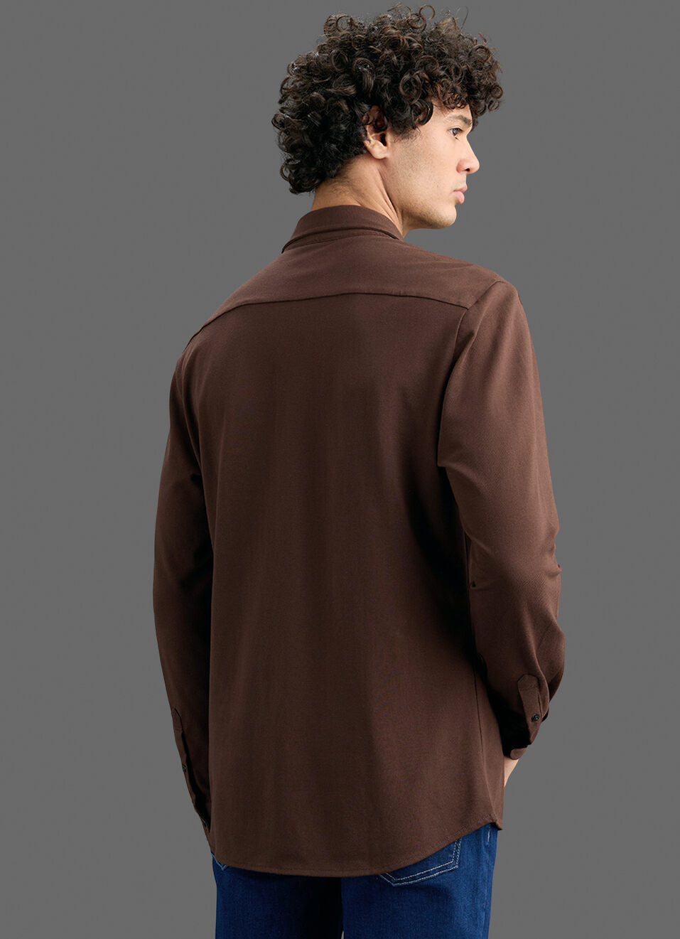 Men Brown Solid Shirt, , large image number 6