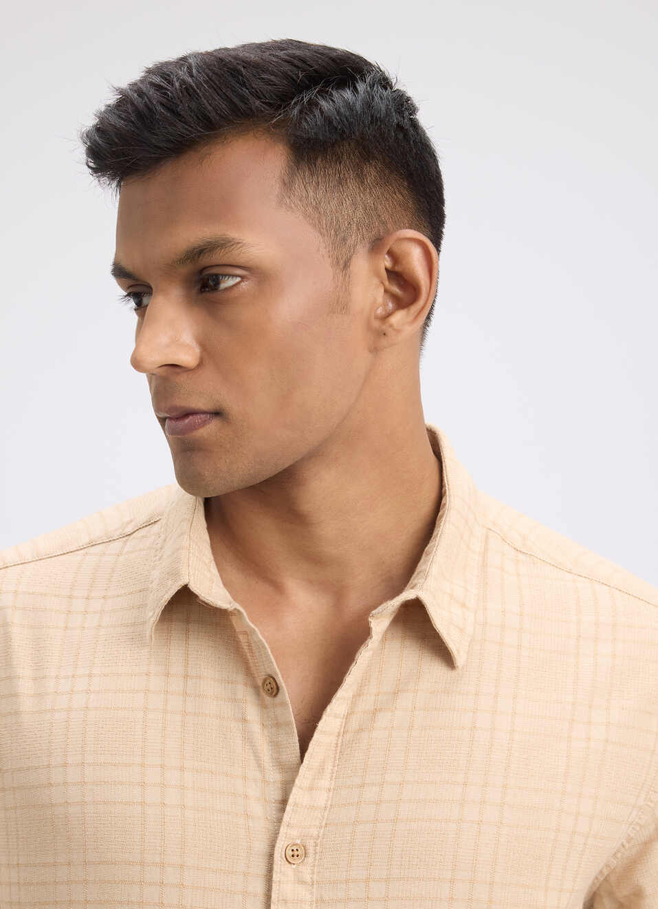 Men Beige Check Full Sleeve Shirt, , large image number 4