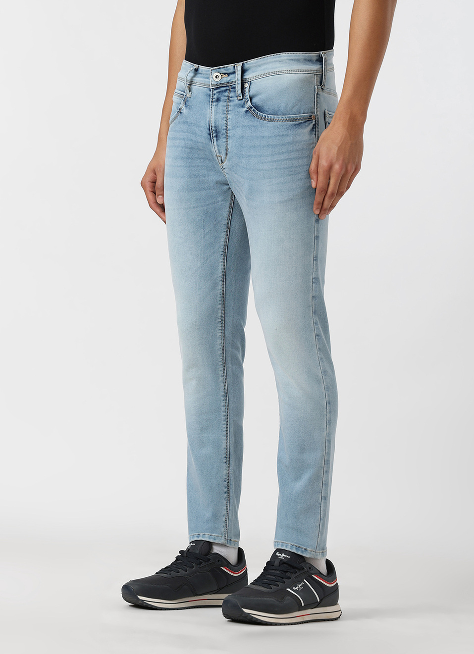 Men Light Blue Mid Rise Slim Fit Gymindigo Jeans, , large image number 5