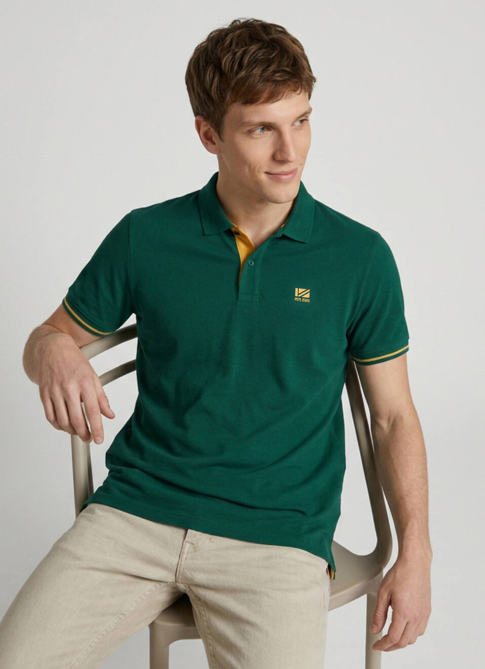 Men Green Solid Polo T-shirt, , large image number 0